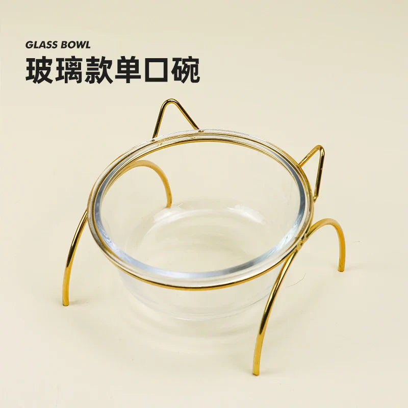New Non-Slip Glass Double Cat Dog Pet Bowl