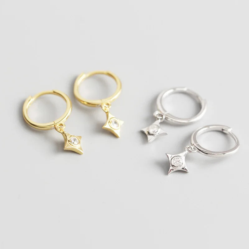 CCFJOYAS 925 Sterling Silver Lightning/Awl/Animal Pendant Hoop Earrings