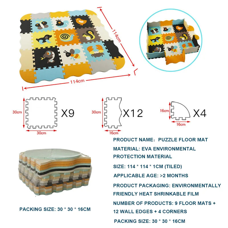 EVA Foam Play Mat with Fence Baby Puzzle