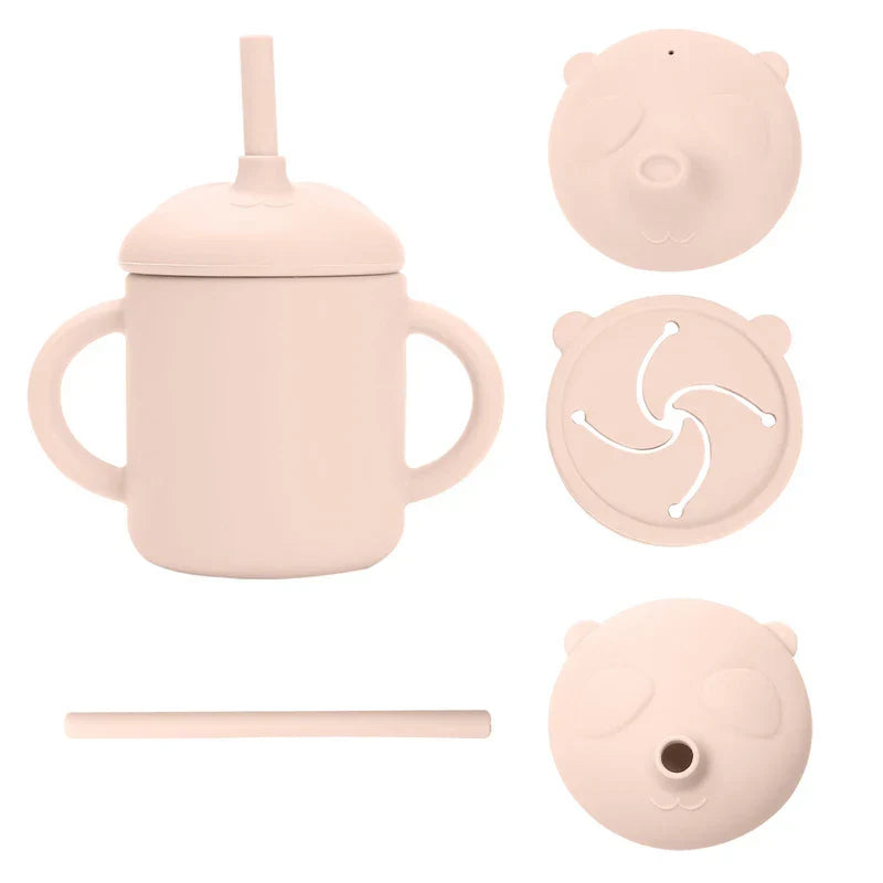 Baby Straw Cup 1Set Cartoon Panda Food Grade