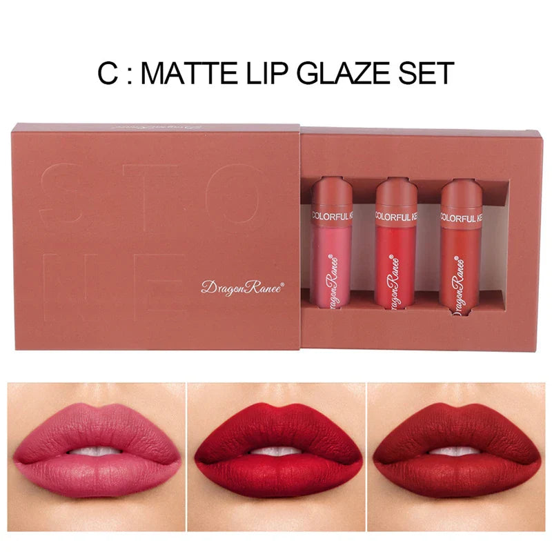 Women Matte Velvet Moisturizer Makeup Lipgloss Set Cosmetic