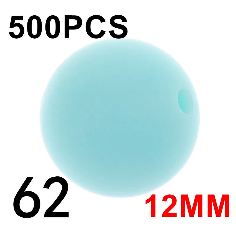 Fkisbox 500pcs 12mm Silicone Round Loose Beads Baby