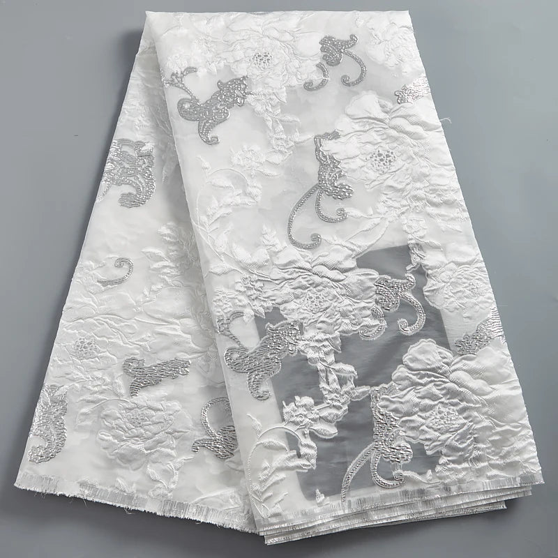 African Tulle Lace Fabric 2024 Satin Nigerian Brocade