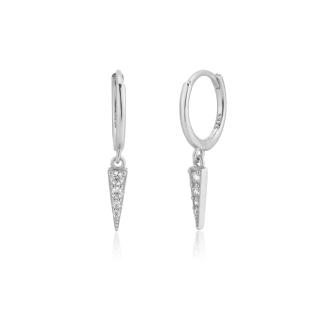 CCFJOYAS 925 Sterling Silver Lightning/Awl/Animal Pendant Hoop Earrings