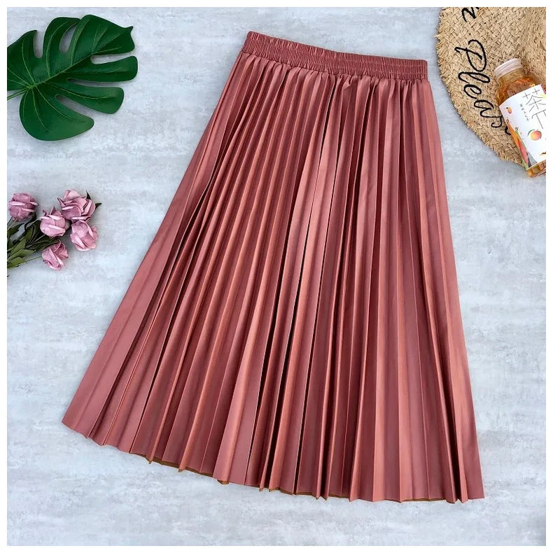 Neophil Ladies Black PU Fur Faux Leather Midi