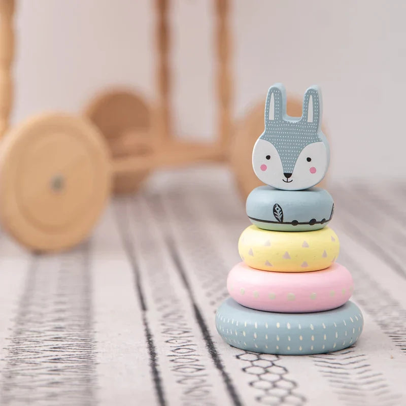 Rainbow Animal Fox Rabbit Blocks Baby Toy Wooden