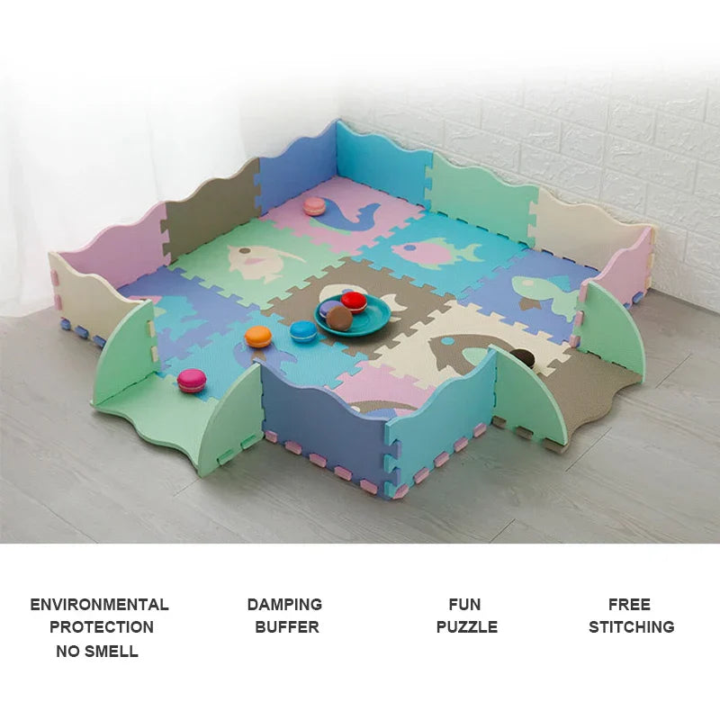 EVA Foam Play Mat with Fence Baby Puzzle