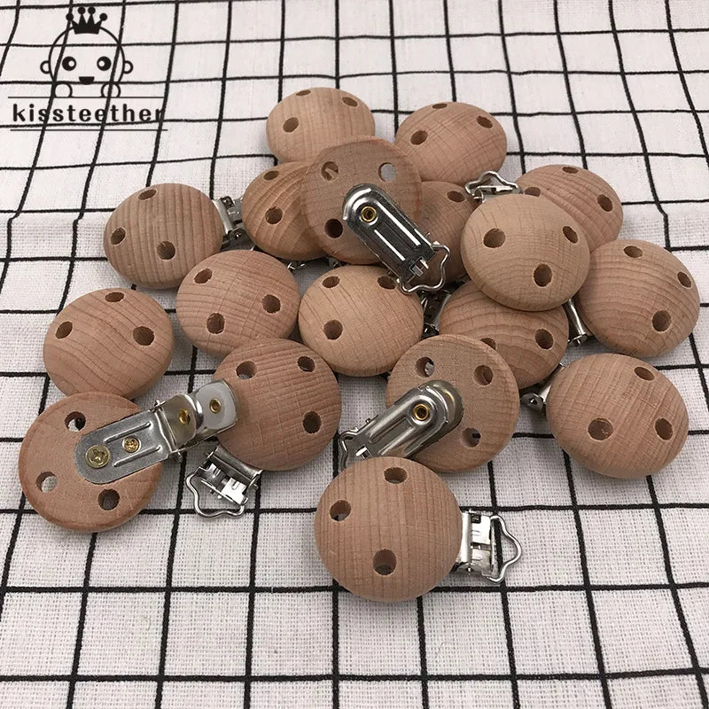 20pcs Wooden Pacifier Clip Nursing Accessories Beech s