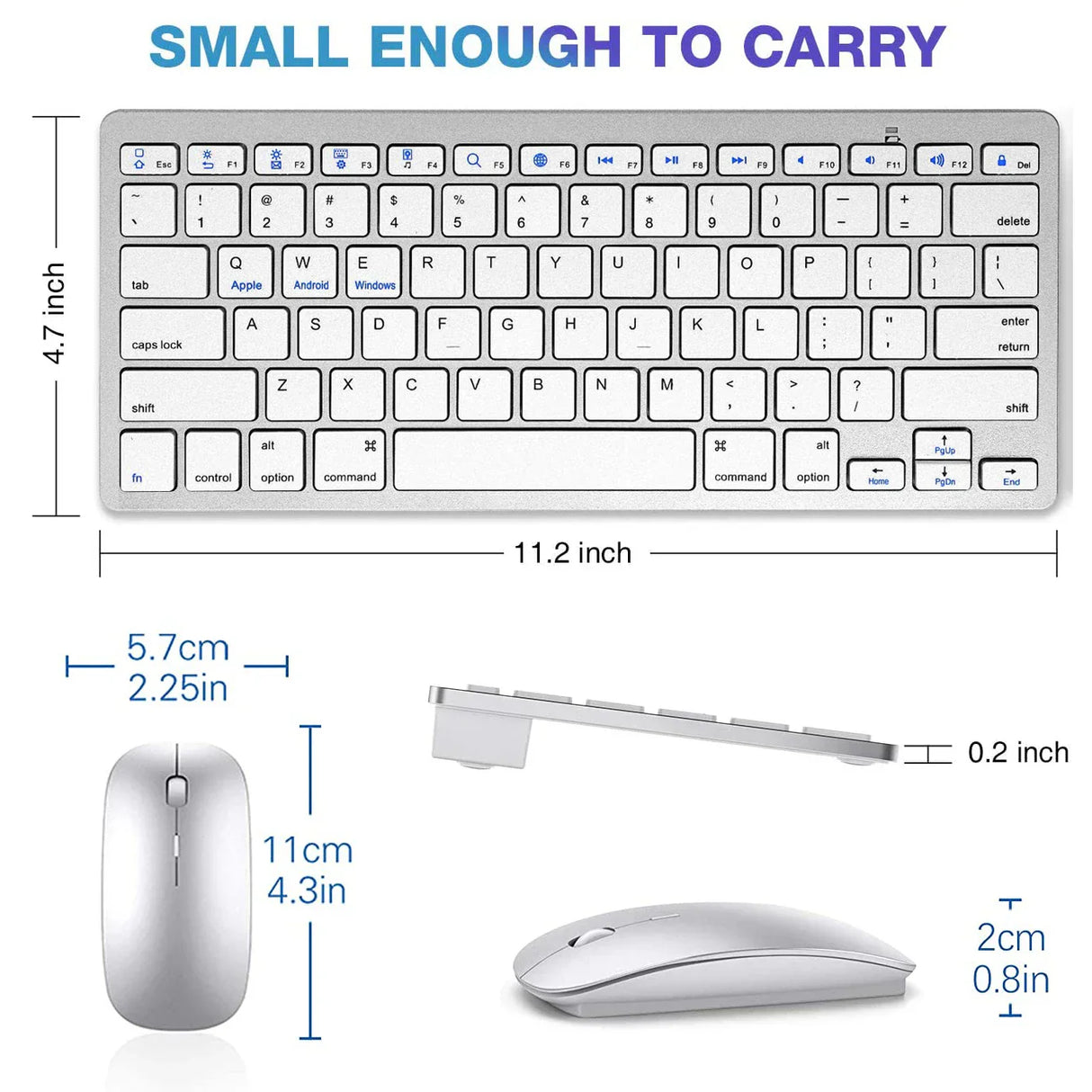 Bluetooth Keyboard Mouse Combo Ultra-Slim Mute Keycap Wireless