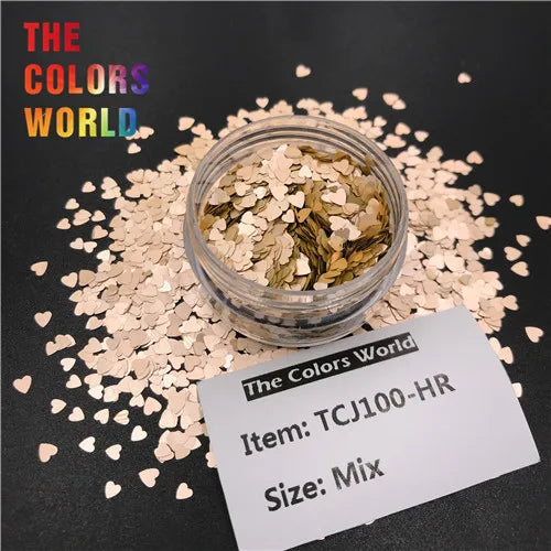 TCT-065 Heart Shape Mix Size Nail Glitter Corazón Nail Art Decoration Nail DIY Decoration Valentine's Day Decoration Body Art