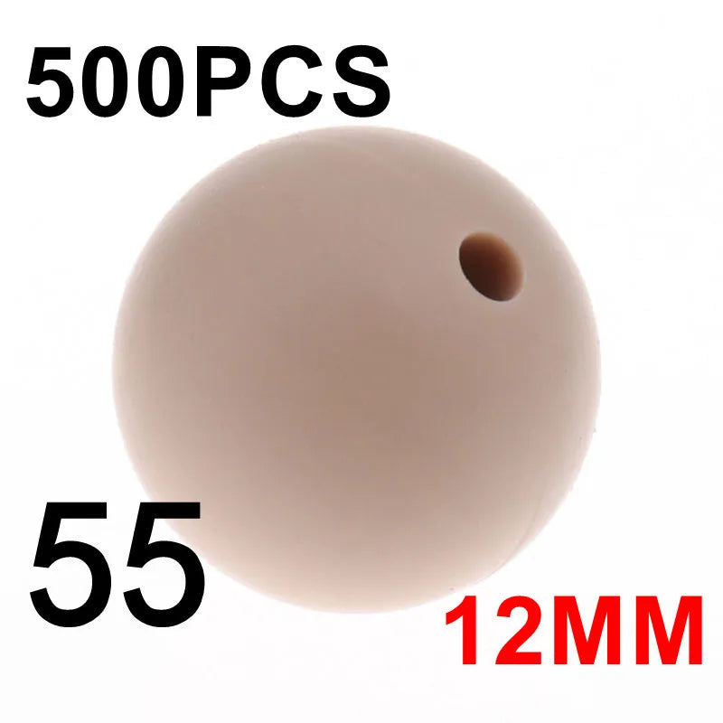 Fkisbox 500pcs 12mm Silicone Round Loose Beads Baby