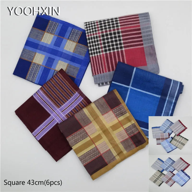 6PCS 43cm High quality printed cotton men handkerchief
