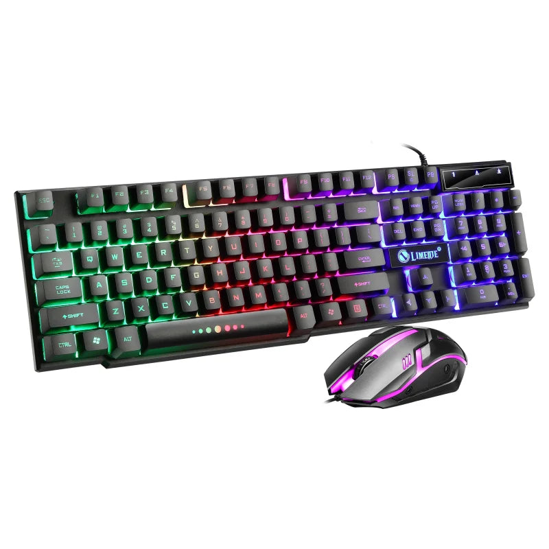 USB Wired Gaming Keyboard Mouse Combos PC Rainbow