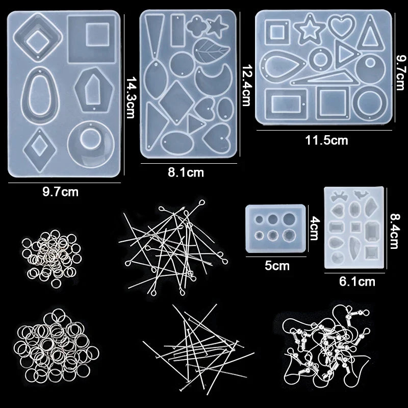 Mixed Style Jewelry Epoxy Resin Molds Set Silicone