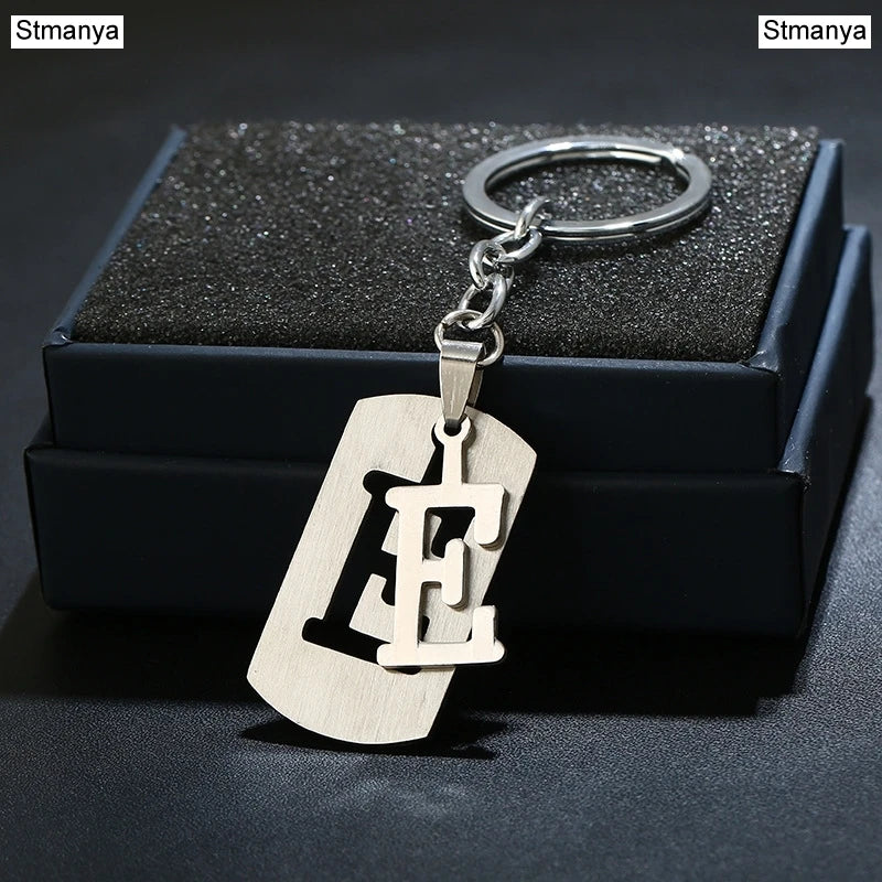 NEW DIY Stainless Steel AZ Letters key Chain