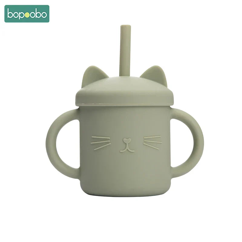 Bopoobo Baby Feeding Straw Cup Baby Cartoon Cat