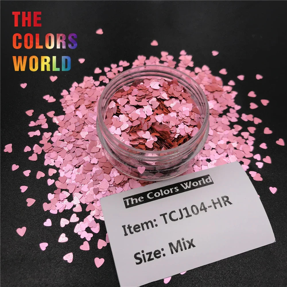 TCT-065 Heart Shape Mix Size Nail Glitter Corazón Nail Art Decoration Nail DIY Decoration Valentine's Day Decoration Body Art