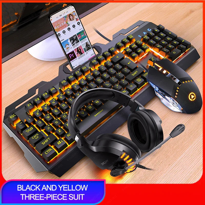 V2 Gaming Keyboard Mouse Headset Set Mechanical Feel