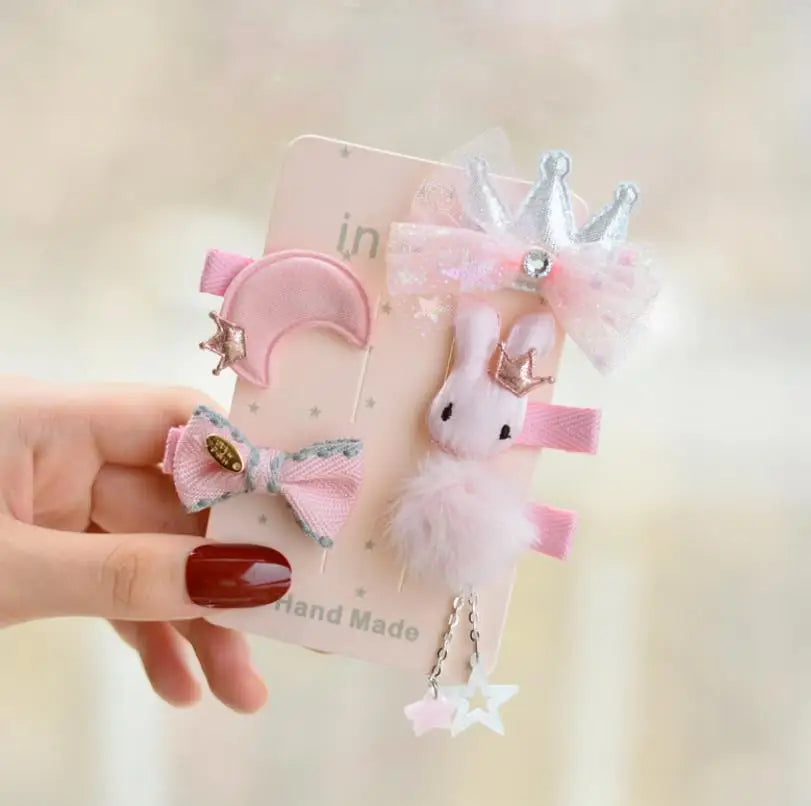 New cute bear girls hair bows 5pcs children