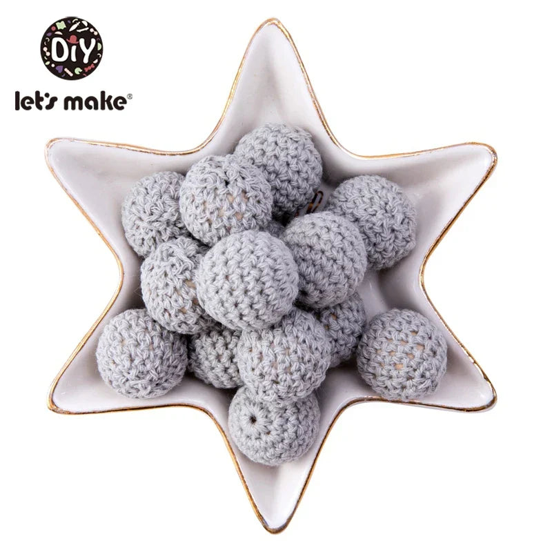 Let's Make 100Pcs Crochet Beaded Wood Teether 16mm