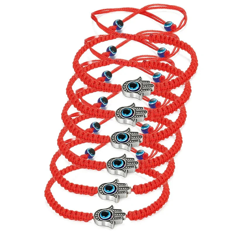 6/9 Pcs Evil Eye String Bracelets Hamsa Hand