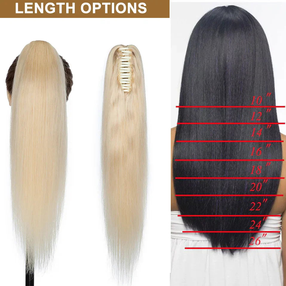 S-noilite Ponytail Human Hair 14-22Inches Claw Clip in