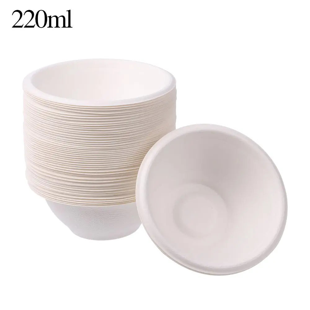 50PCS/Pack 220/350/500ml Disposable Dinnerware ECO-Friendly White Paper Bowl