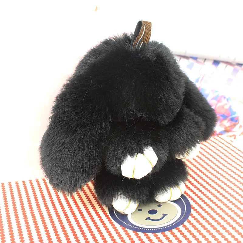 Cute Plush Bunny Keychain Women Fur Pom Pom