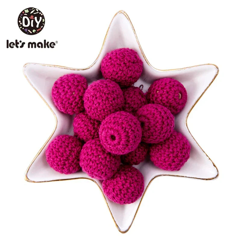 Let's Make 100Pcs Crochet Beaded Wood Teether 16mm