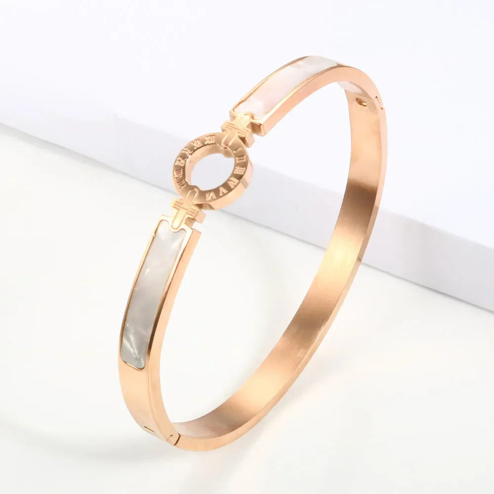 New Fashion White Shell Roman Numeral Bangles