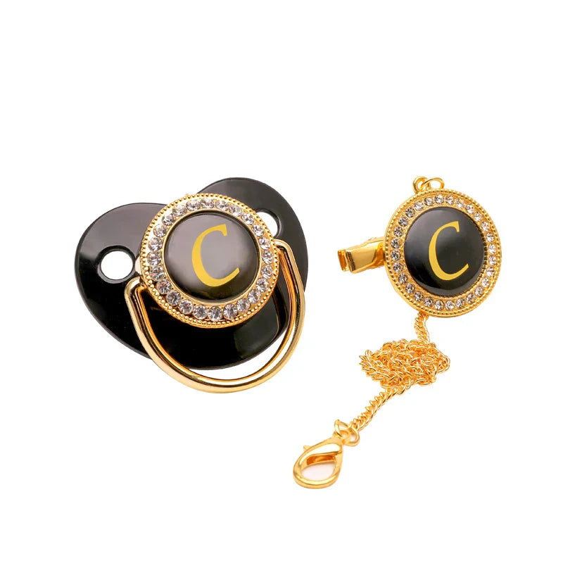 Black Gold Luxury Pacifier for Babies A-Z Name