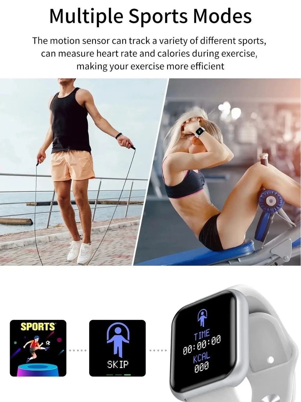 Bluetooth Smart Watch Pedometer Wristband Heart Rate Blood