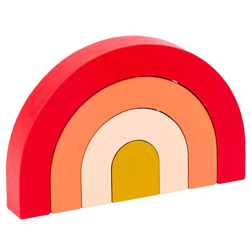 Baby Montessori Rainbow Building Blocks Wooden Toy DIY