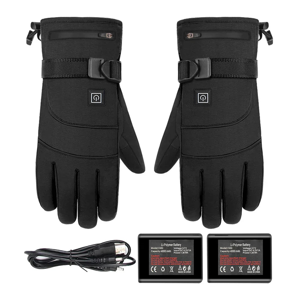 2x Electric Heated Touchscreen Winter Motorcycle Gloves