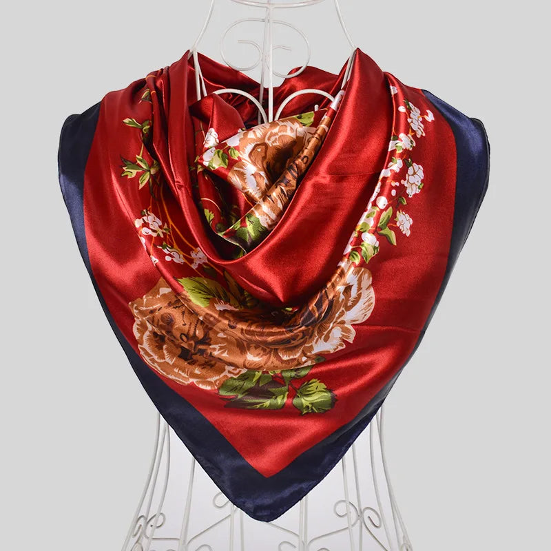 Spring And Autumn Female Satin Scarf,Big Square Scarves