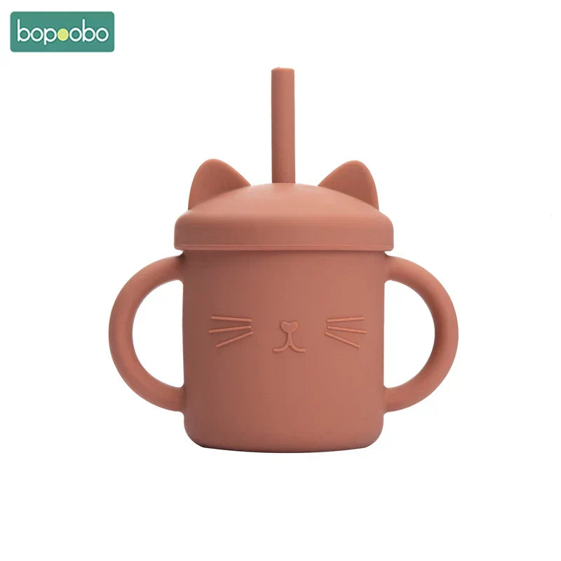 Bopoobo Baby Feeding Straw Cup Baby Cartoon Cat