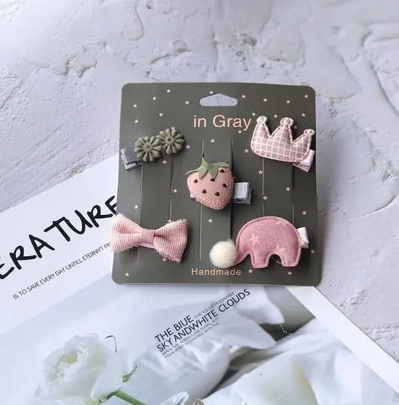 New cute bear girls hair bows 5pcs children