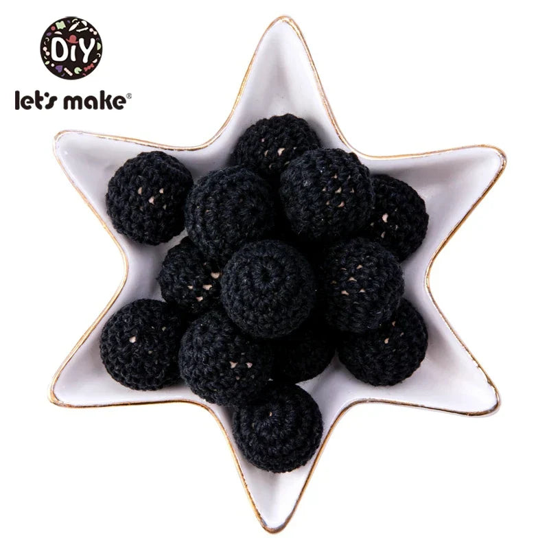 Let's Make 100Pcs Crochet Beaded Wood Teether 16mm