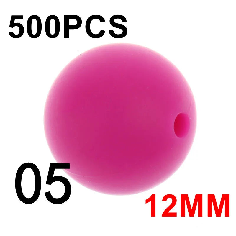 Fkisbox 500pcs 12mm Silicone Round Loose Beads Baby