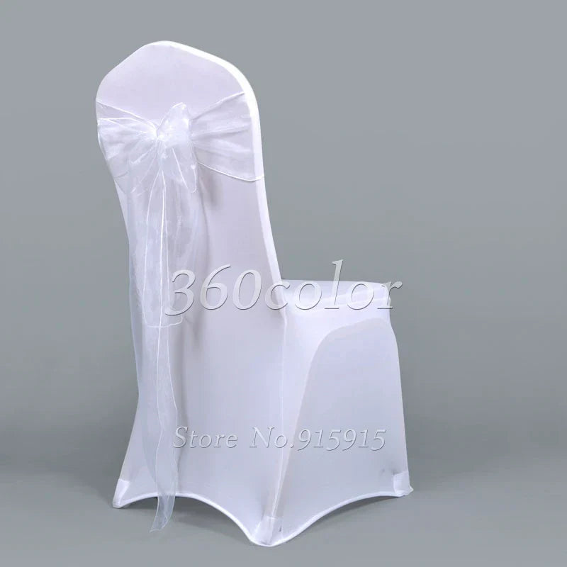 25pcs Sheer Organza Chair Sashes Bow Cover Band