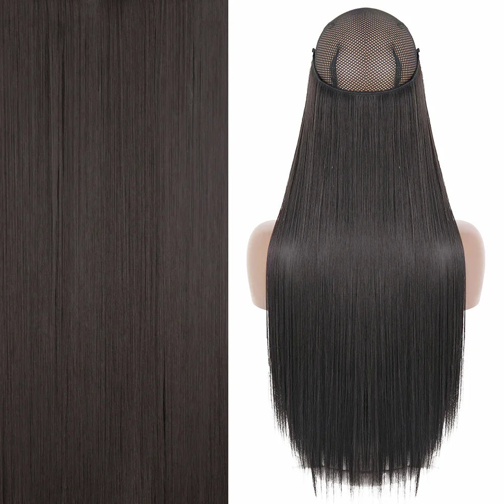MERISIHAIR Synthetic No Clip Invisible Wire Hair Extensions