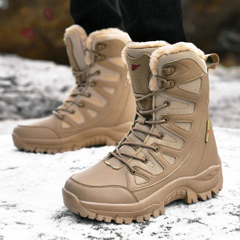 New Warm Plush Snow Boots Men Lace Up