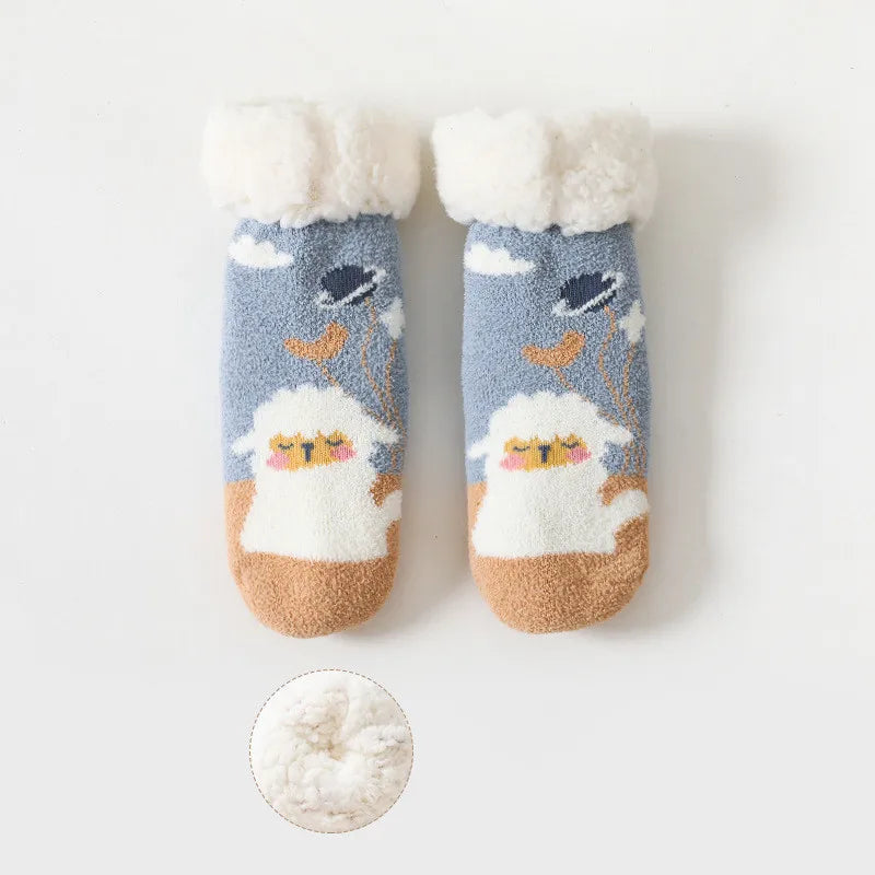 Newborn Baby Winter Cartoon Christmas Socks Thicken Cotton