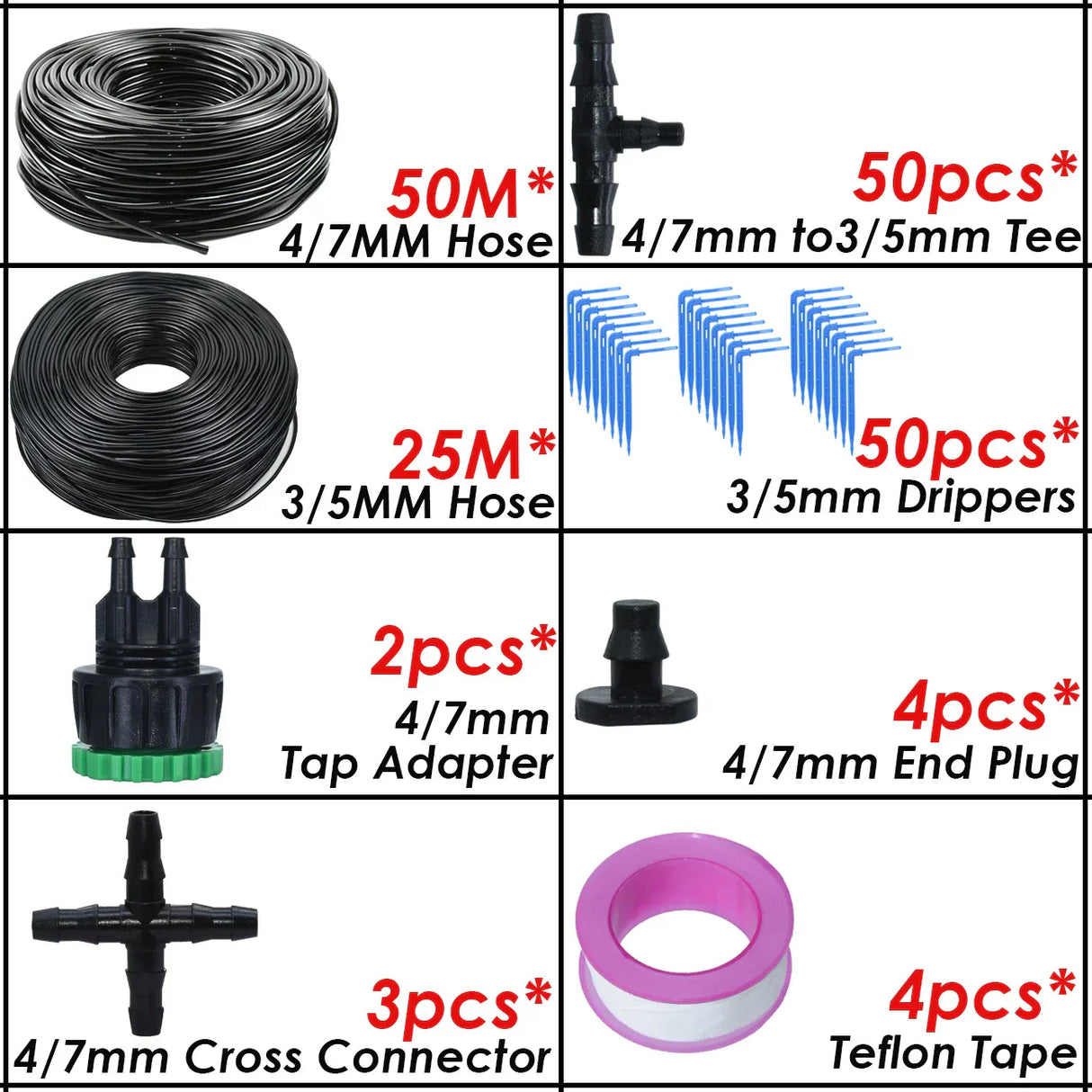 KESLA 4/7mm to 3/5mm Pipe Garden Drip Irrigation
