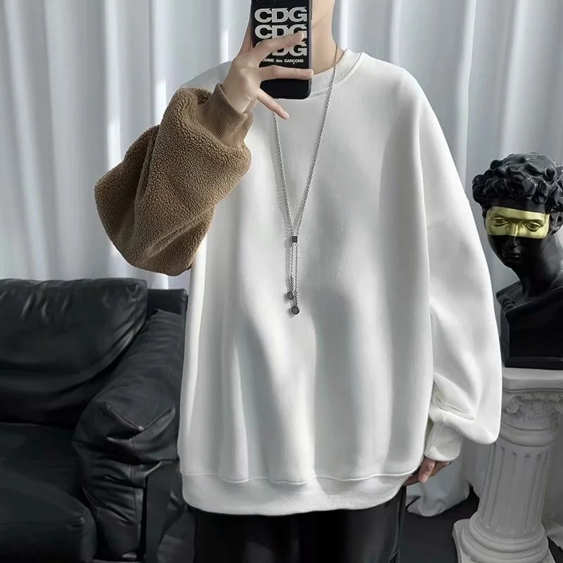 2024 Spring Harajuku Men Round Neck Sweatshirt Flocking