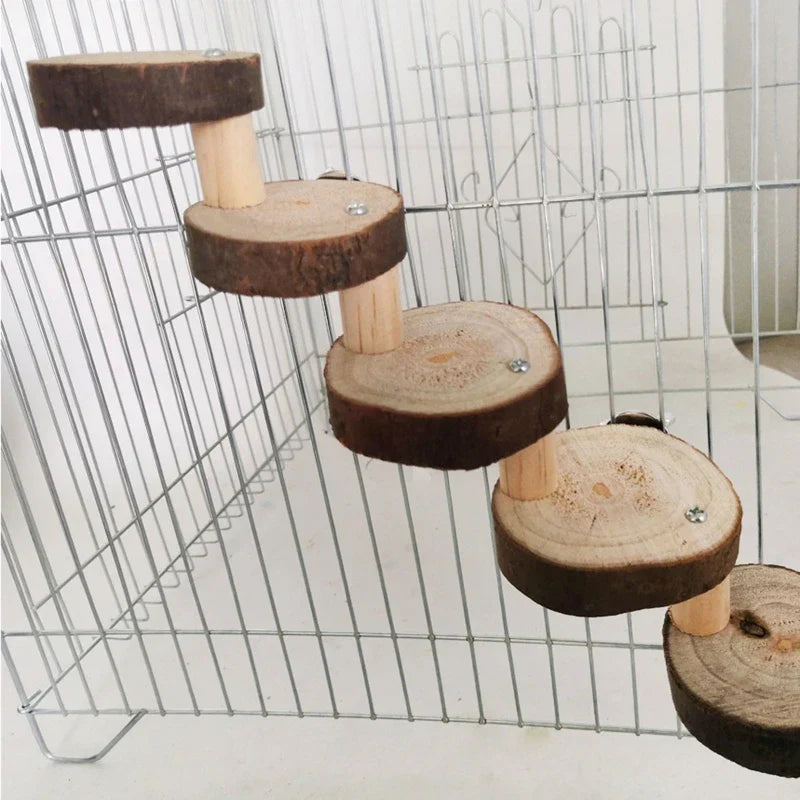 Hamster Wooden Ladder Toy Climbing Stairs Birds Parrot