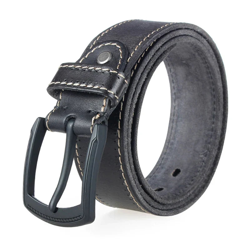 MEDYLA Genuine Leather Men Belt High Quality Luxury