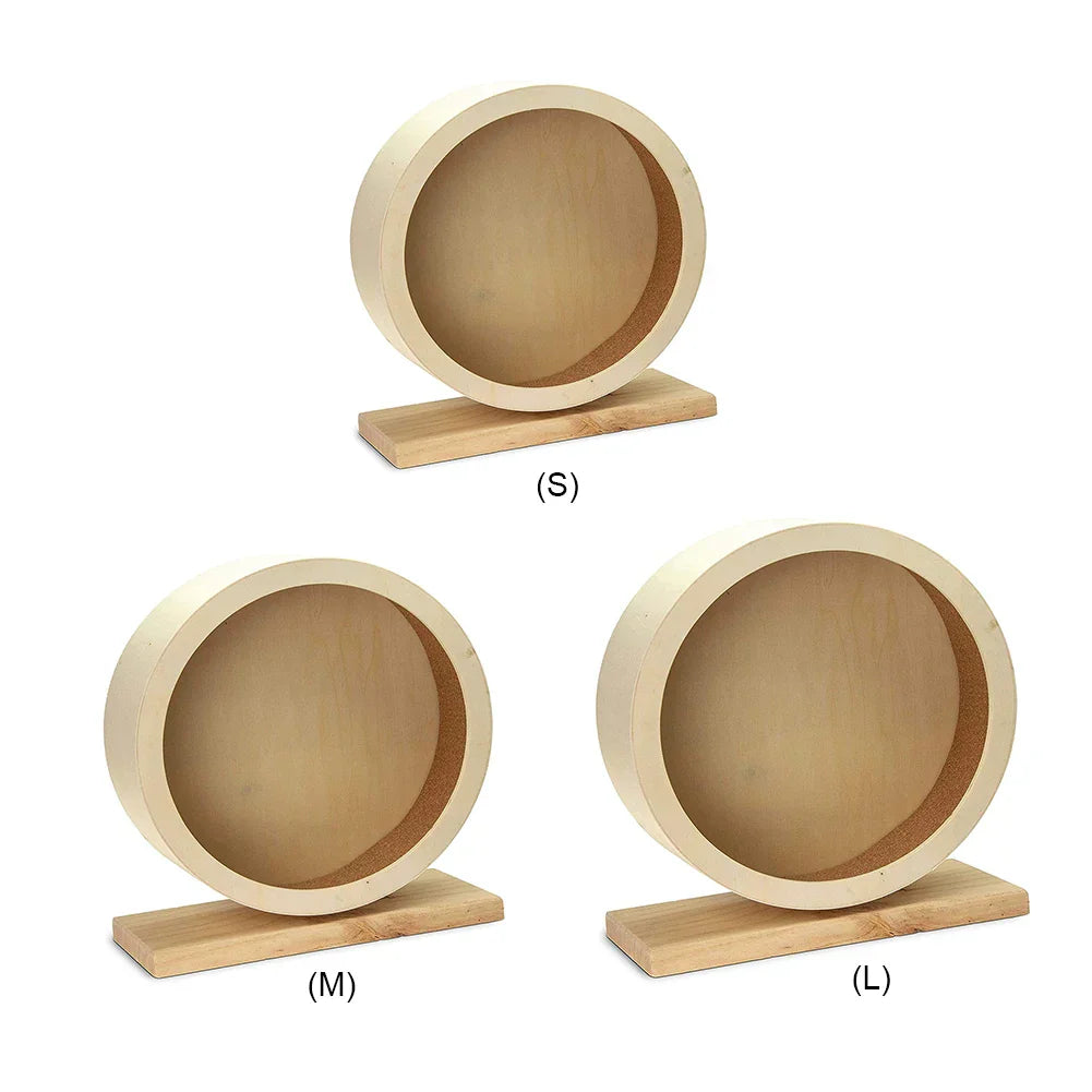 Natural Wood Silent Running Toy Hamster Roller Wheel