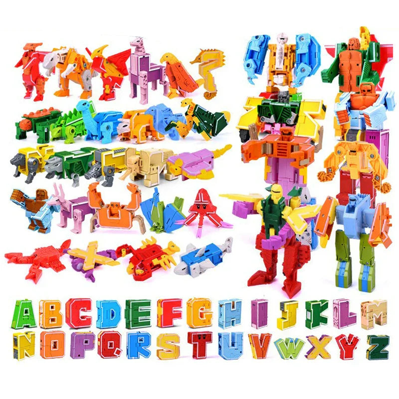 26 GUDI English Letter Alphabet Transformation Robot Dinosaur