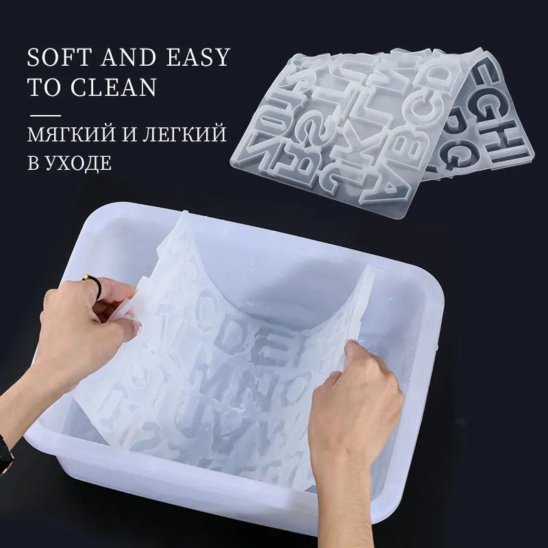 Alphabet Resin Molds Kit Backward Letter Number Silicone